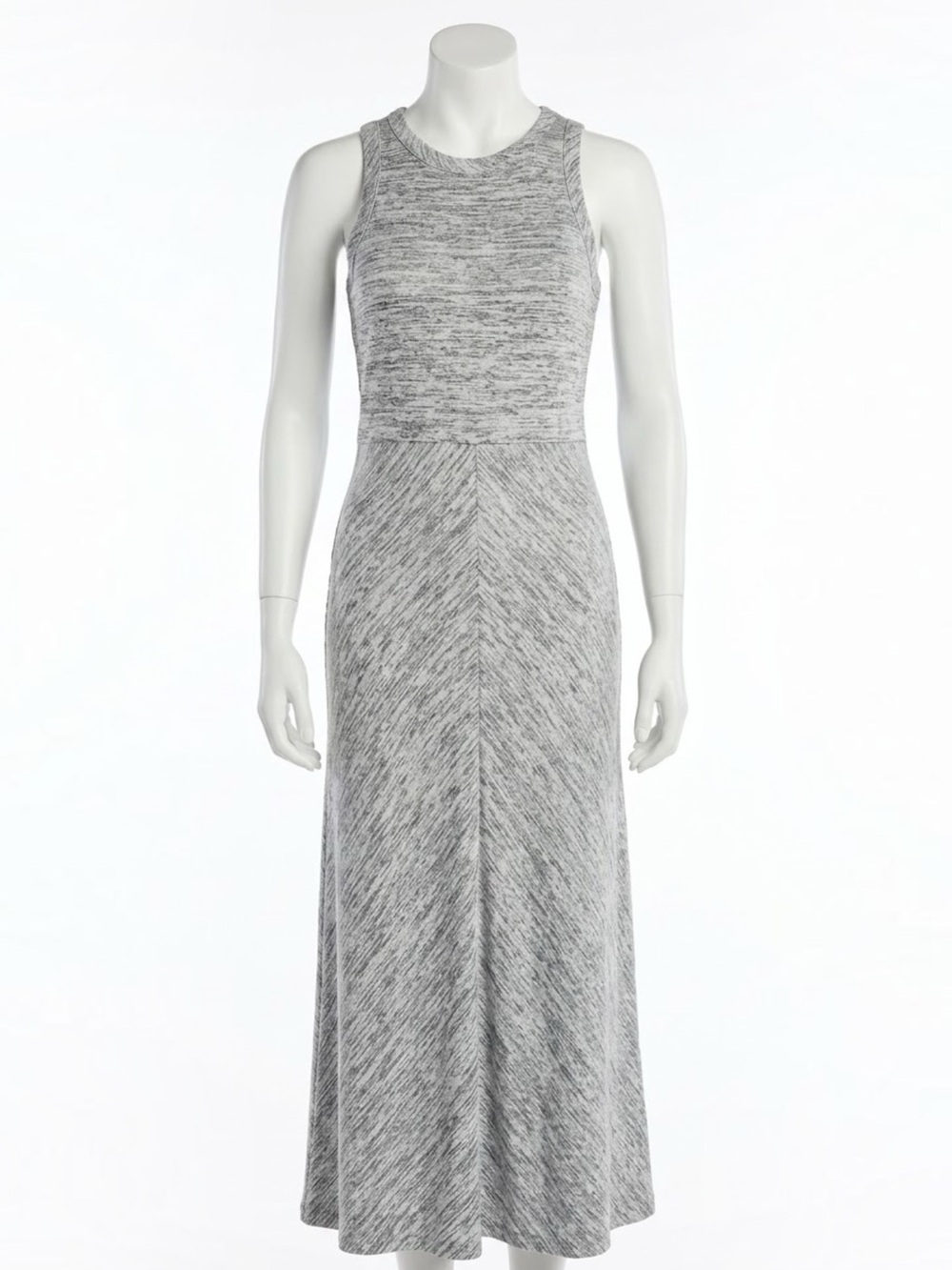 Lou & Grey Heather Gray Knit Chevron Maxi Dress Casual Sleeveless Soft S Small